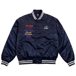 Kith New York To The World Satin Bomber Jacket Nocturnal